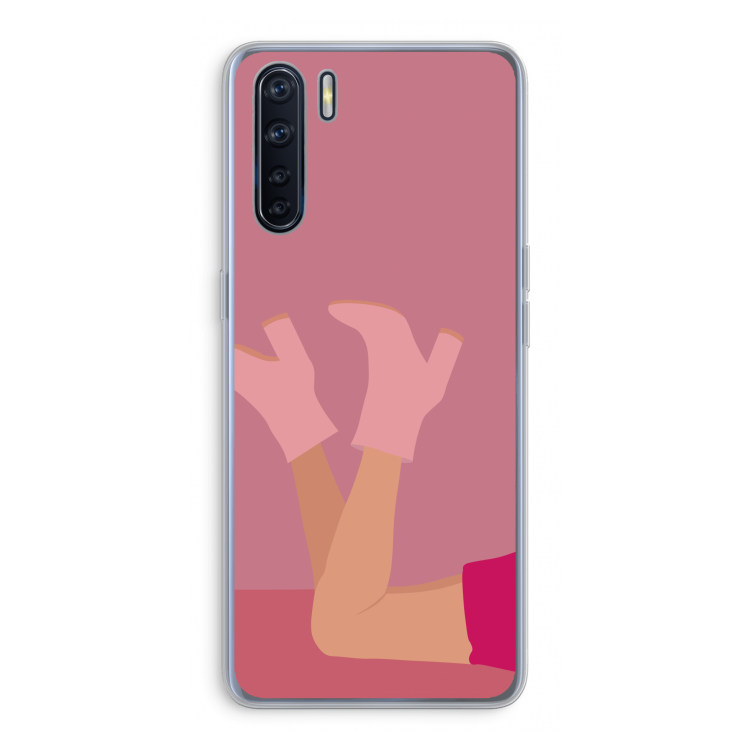 Pink boots: Oppo A91 Transparant Hoesje