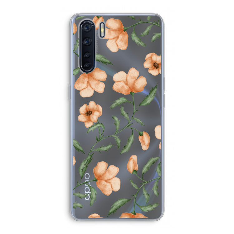 Peachy flowers: Oppo A91 Transparant Hoesje