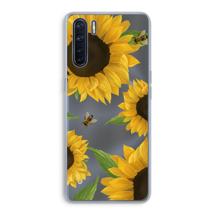 Sunflower and bees: Oppo A91 Transparant Hoesje