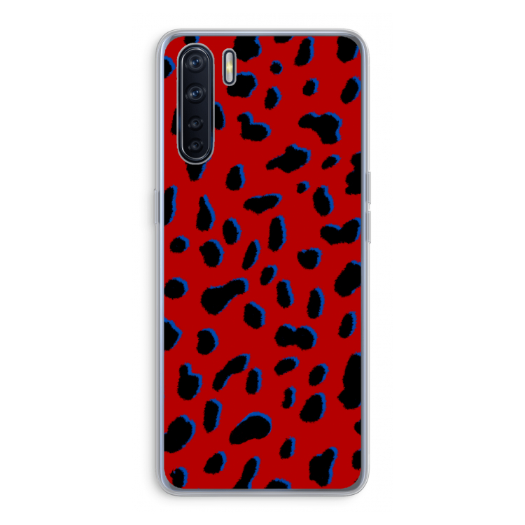 Red Leopard: Oppo A91 Transparant Hoesje