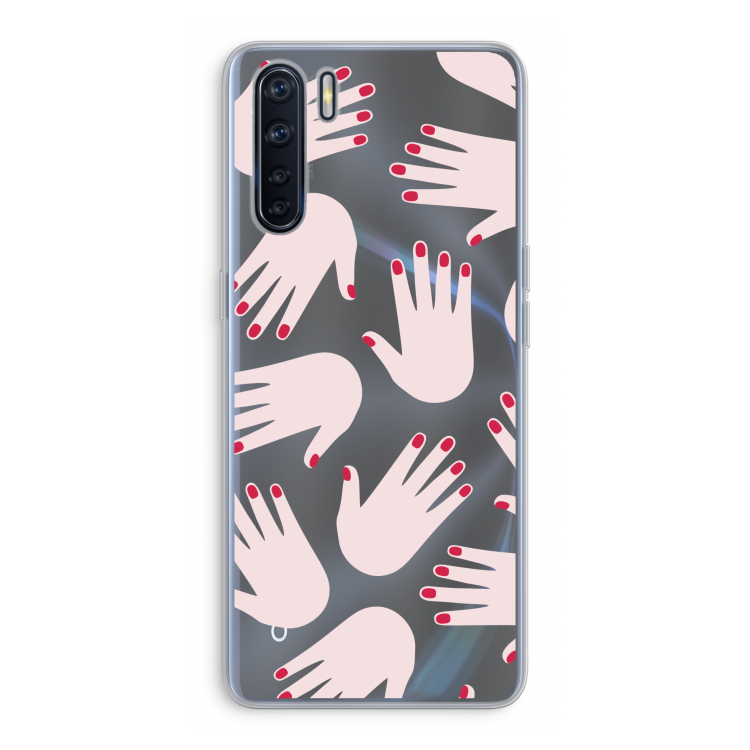 Hands pink: Oppo A91 Transparant Hoesje