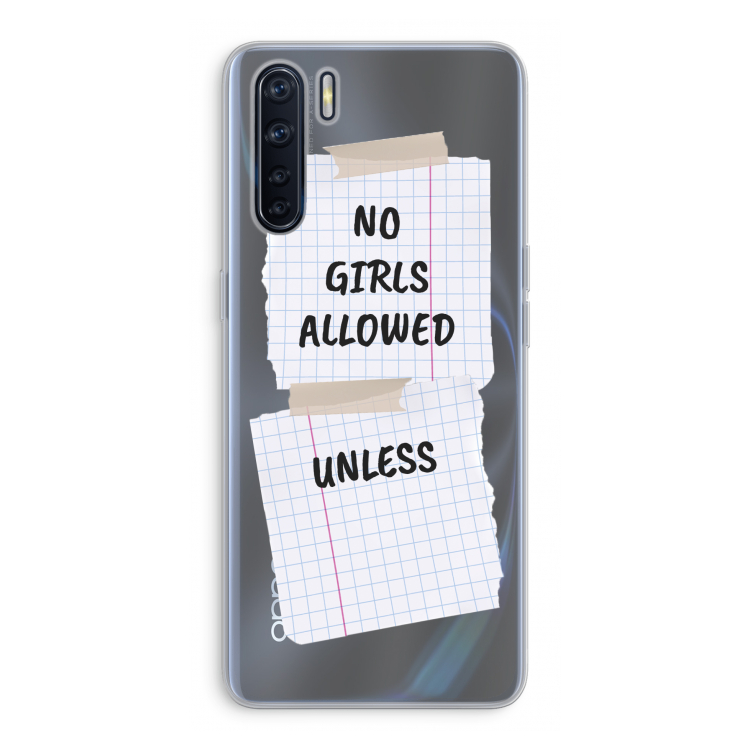 No Girls Allowed Unless: Oppo A91 Transparant Hoesje