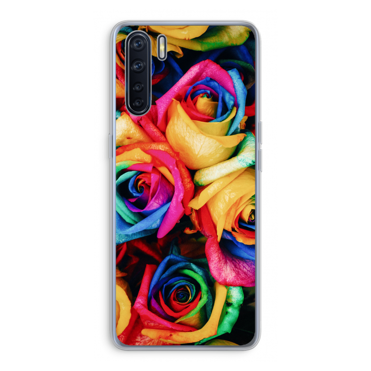 Neon bloemen: Oppo A91 Transparant Hoesje