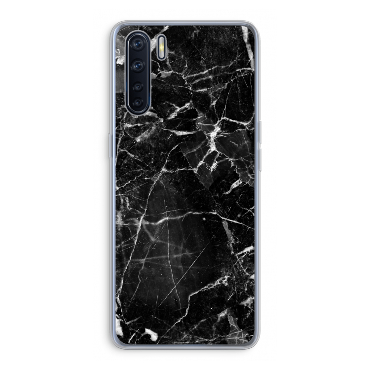 Zwart Marmer 2: Oppo A91 Transparant Hoesje