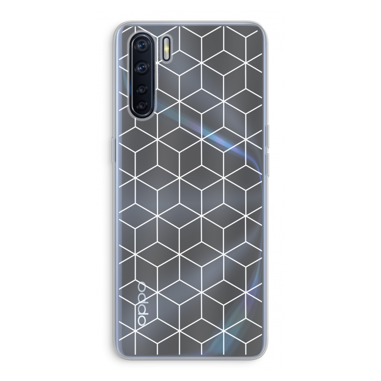 Zwart-witte kubussen: Oppo A91 Transparant Hoesje
