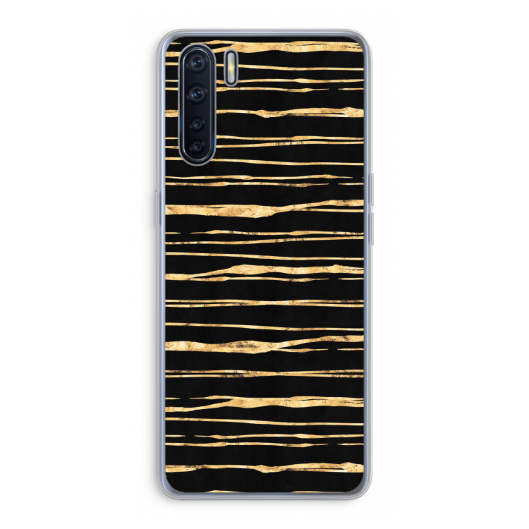 Gouden strepen: Oppo A91 Transparant Hoesje