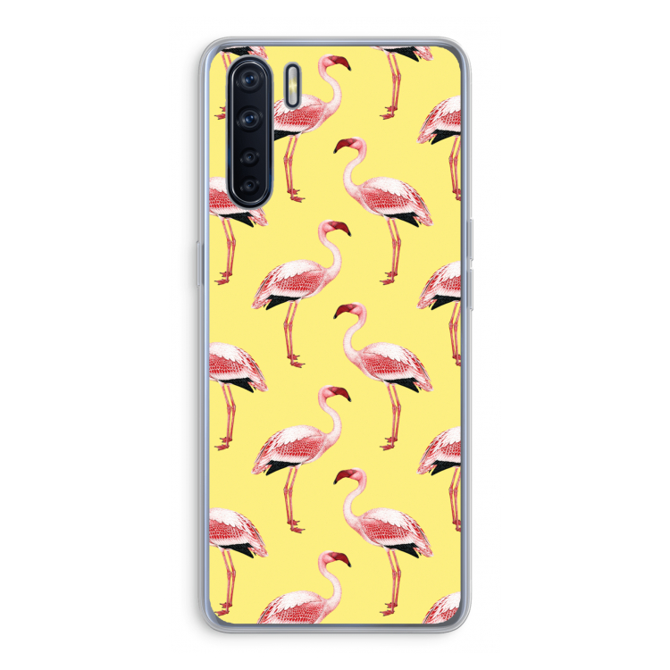 Flamingo's geel: Oppo A91 Transparant Hoesje