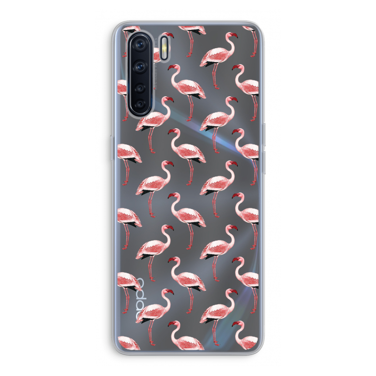 Flamingoprint groen: Oppo A91 Transparant Hoesje