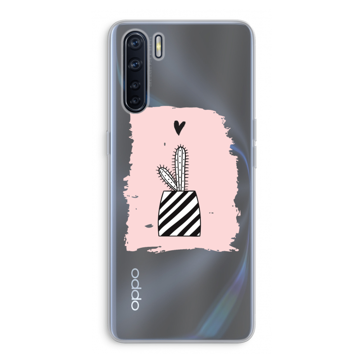 Zwart-wit cactus: Oppo A91 Transparant Hoesje