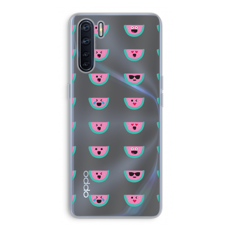 Smiley watermeloenprint: Oppo A91 Transparant Hoesje