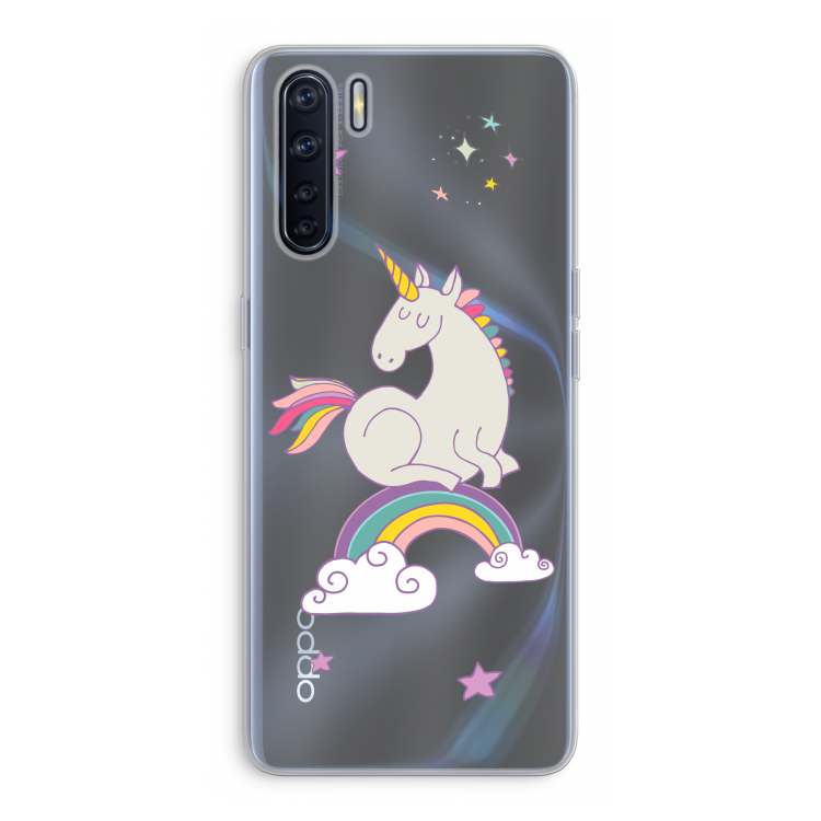 Regenboog eenhoorn: Oppo A91 Transparant Hoesje