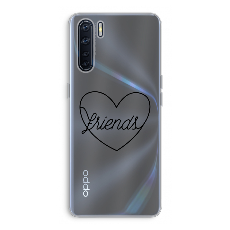 Friends heart black: Oppo A91 Transparant Hoesje