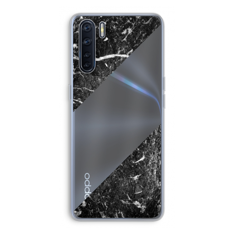 Zwart marmer: Oppo A91 Transparant Hoesje