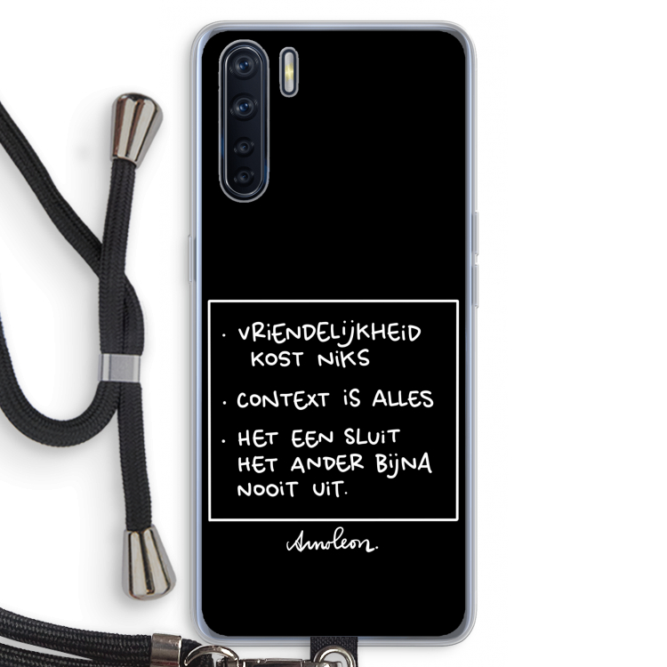 Mijn Motto's: Oppo A91 Transparant Hoesje met koord