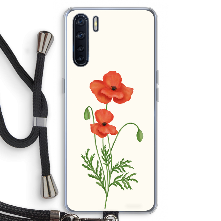 Red poppy: Oppo A91 Transparant Hoesje met koord