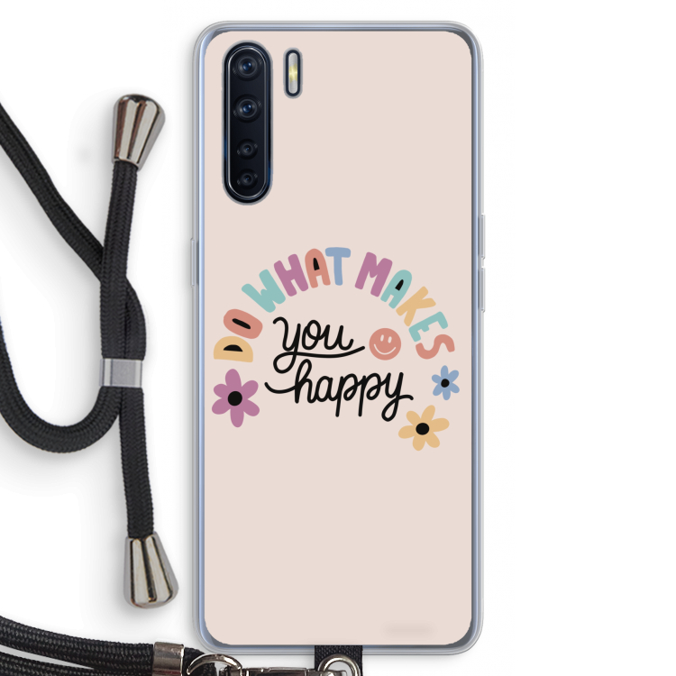 Happy days: Oppo A91 Transparant Hoesje met koord