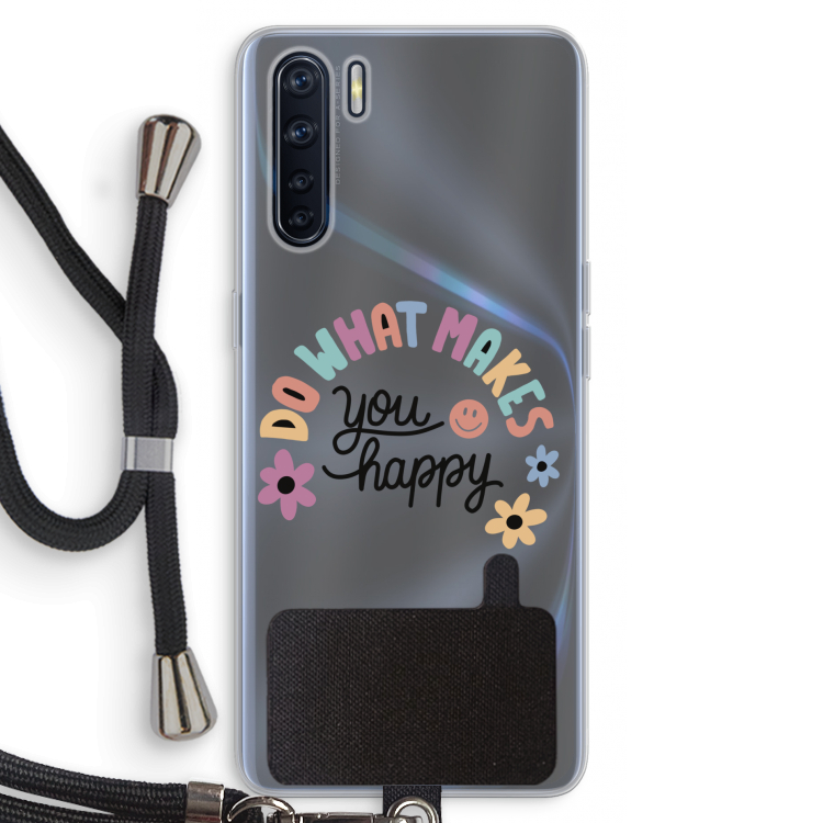 Happy days: Oppo A91 Transparant Hoesje met koord