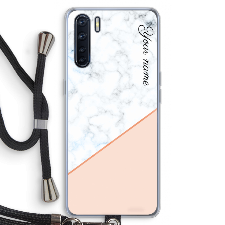 Marmer in stijl: Oppo A91 Transparant Hoesje met koord