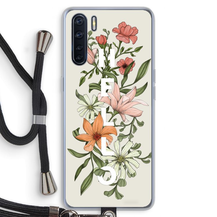 Hello bloemen: Oppo A91 Transparant Hoesje met koord