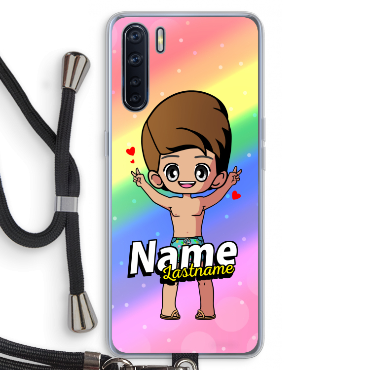 Chibi Maker man: Oppo A91 Transparant Hoesje met koord