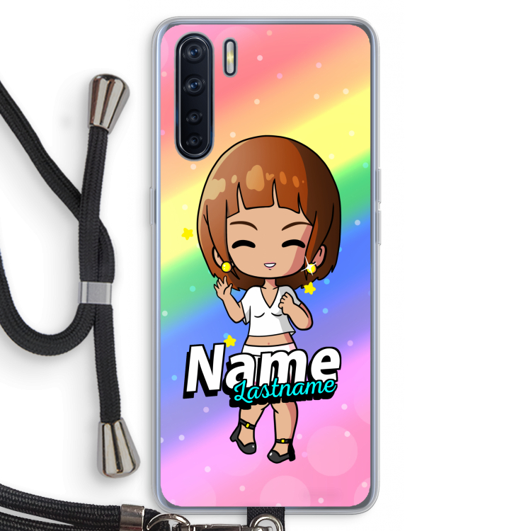 Chibi Maker vrouw: Oppo A91 Transparant Hoesje met koord