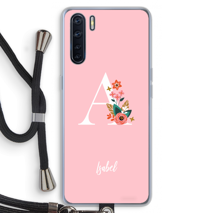 Pink Bouquet: Oppo A91 Transparant Hoesje met koord