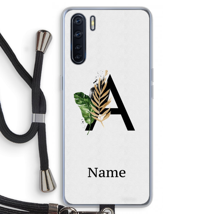 Charcoal Flora: Oppo A91 Transparant Hoesje met koord