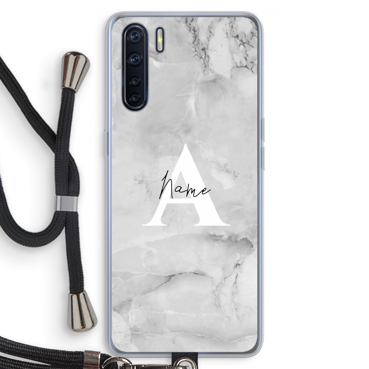Ivory Marble: Oppo A91 Transparant Hoesje met koord
