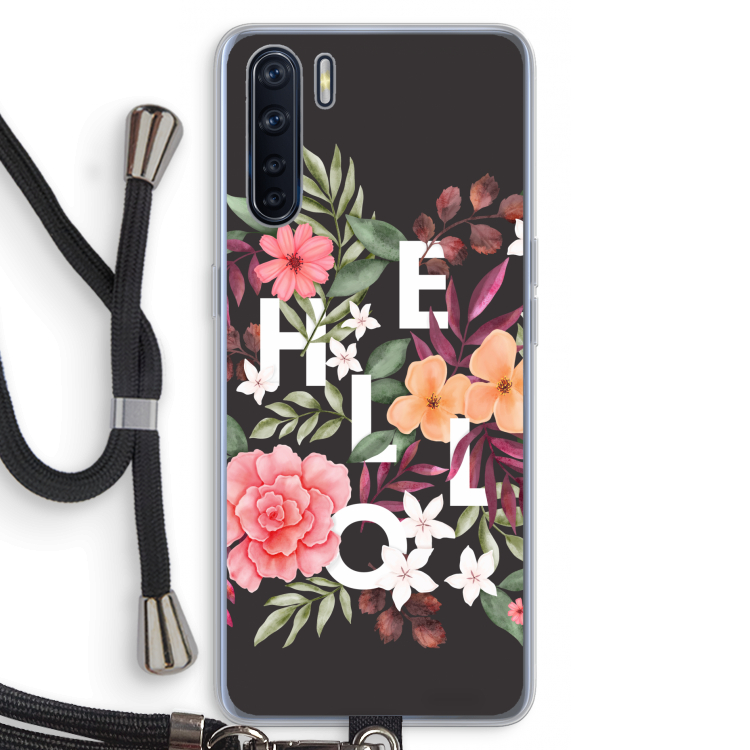 Hello in flowers: Oppo A91 Transparant Hoesje met koord