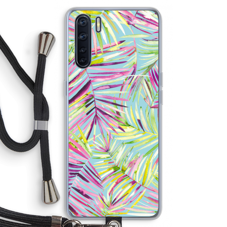 Tropical Palms Blue: Oppo A91 Transparant Hoesje met koord