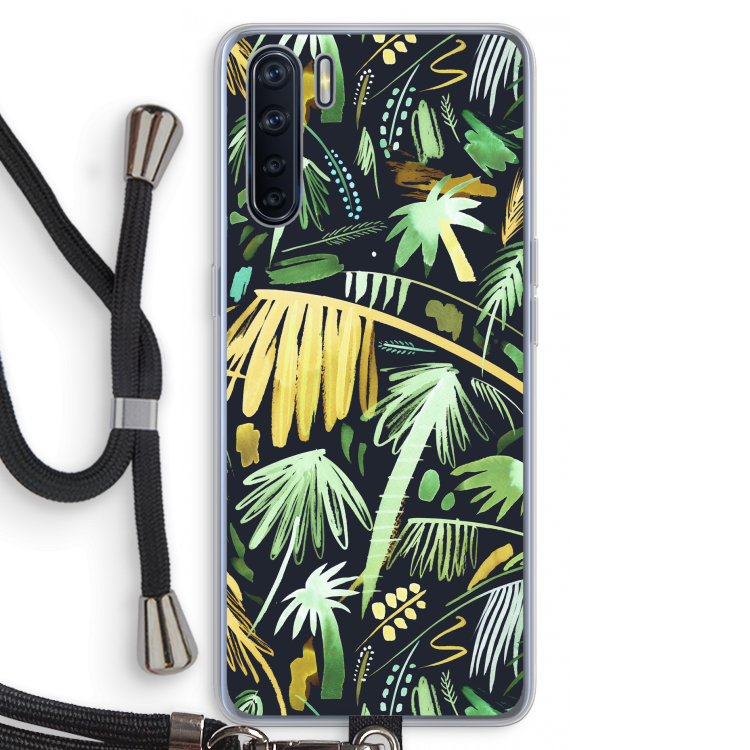 Tropical Palms Dark: Oppo A91 Transparant Hoesje met koord