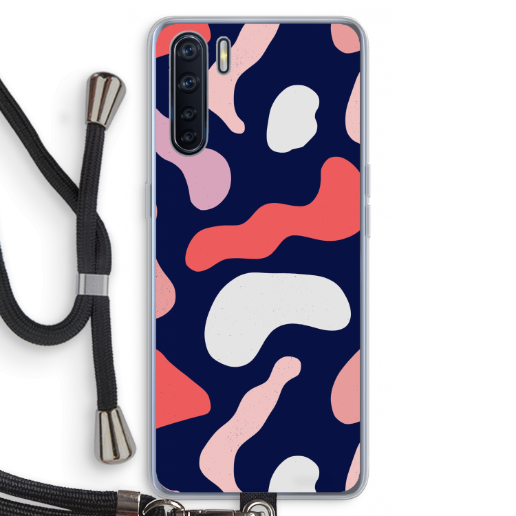 Memphis Shapes Pink: Oppo A91 Transparant Hoesje met koord