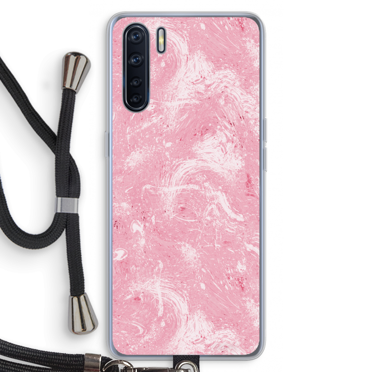 Abstract Painting Pink: Oppo A91 Transparant Hoesje met koord