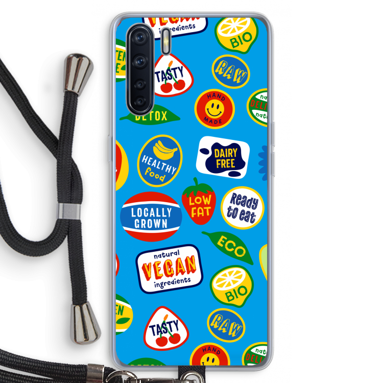 Fruitsticker: Oppo A91 Transparant Hoesje met koord