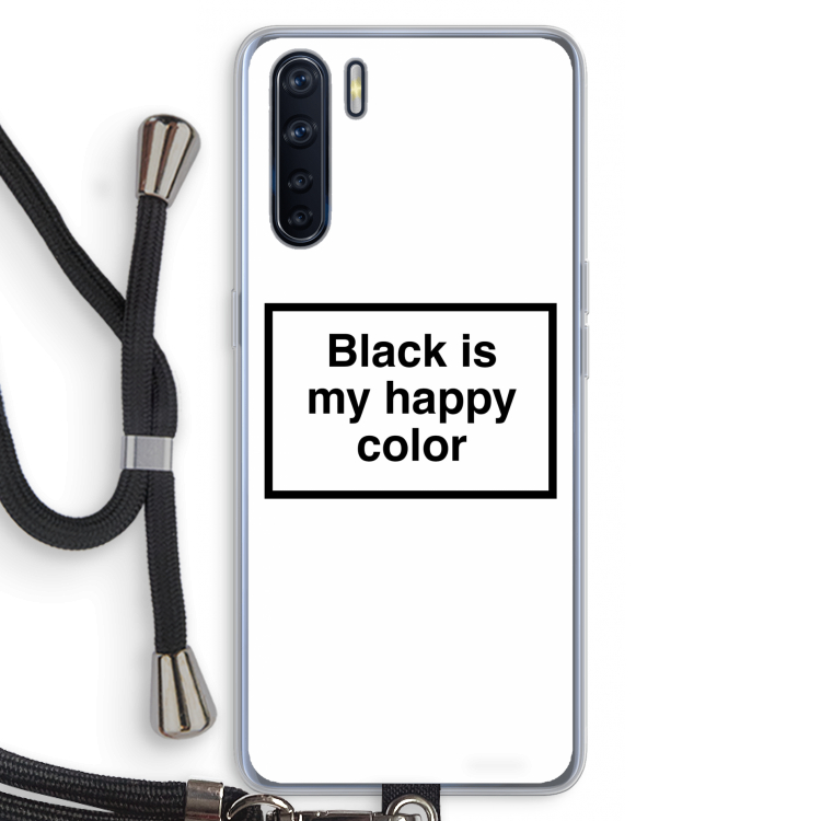 Black is my happy color: Oppo A91 Transparant Hoesje met koord