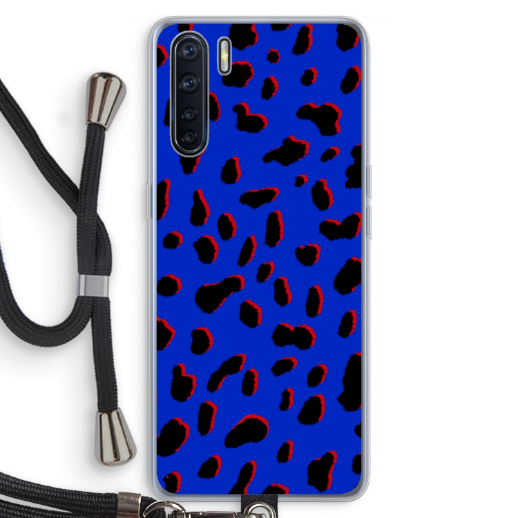 Blue Leopard: Oppo A91 Transparant Hoesje met koord