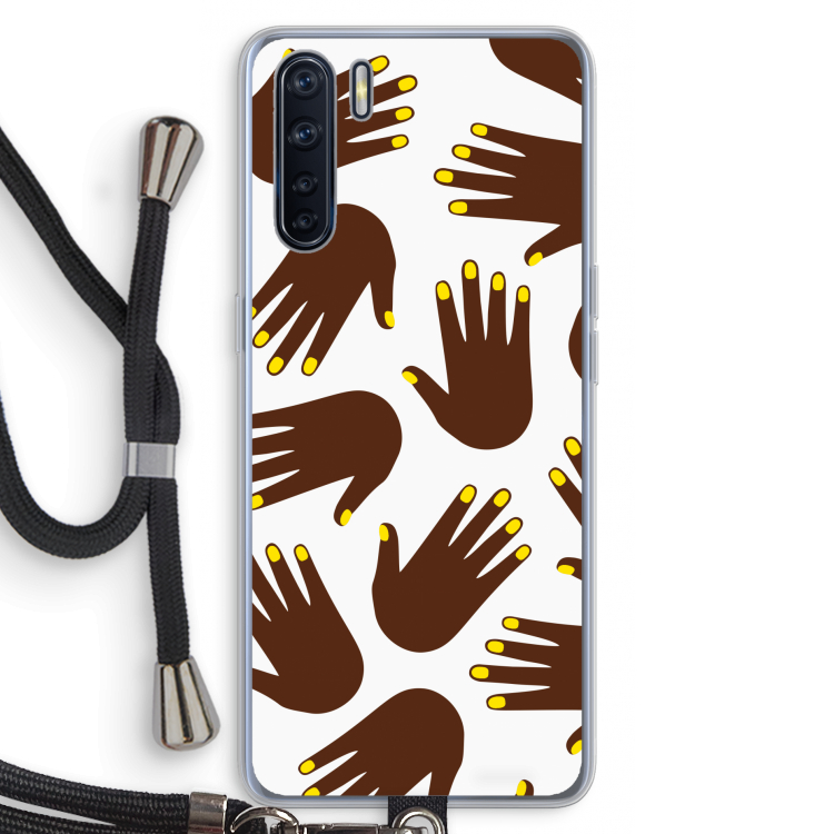 Hands dark: Oppo A91 Transparant Hoesje met koord