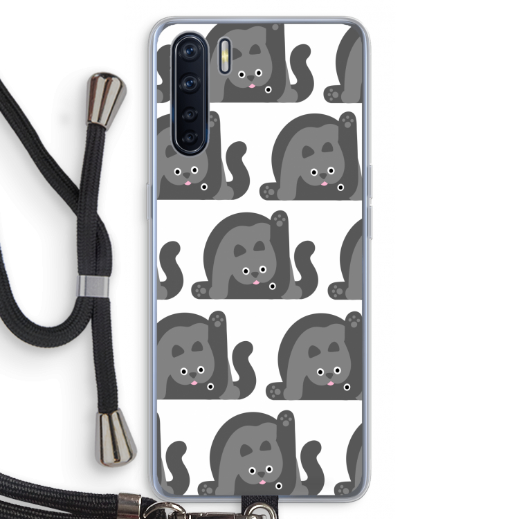 Cats: Oppo A91 Transparant Hoesje met koord