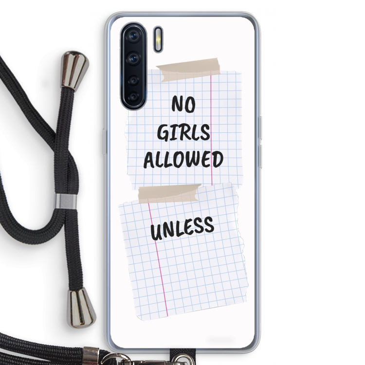 No Girls Allowed Unless: Oppo A91 Transparant Hoesje met koord