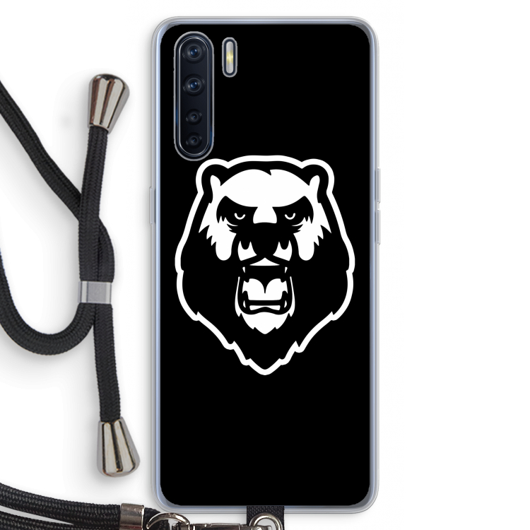 Angry Bear (black): Oppo A91 Transparant Hoesje met koord