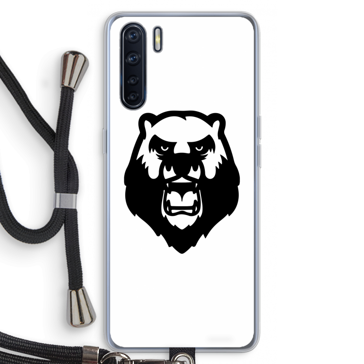 Angry Bear (white): Oppo A91 Transparant Hoesje met koord