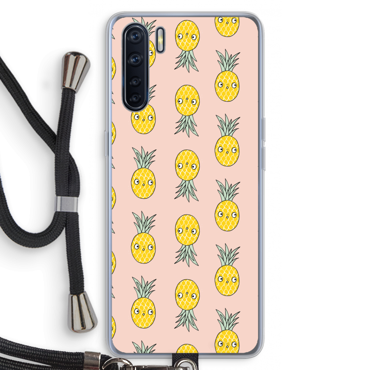Ananas: Oppo A91 Transparant Hoesje met koord