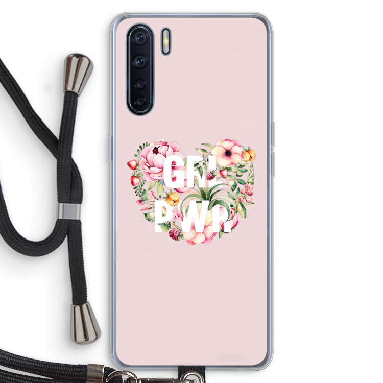 GRL PWR Flower: Oppo A91 Transparant Hoesje met koord