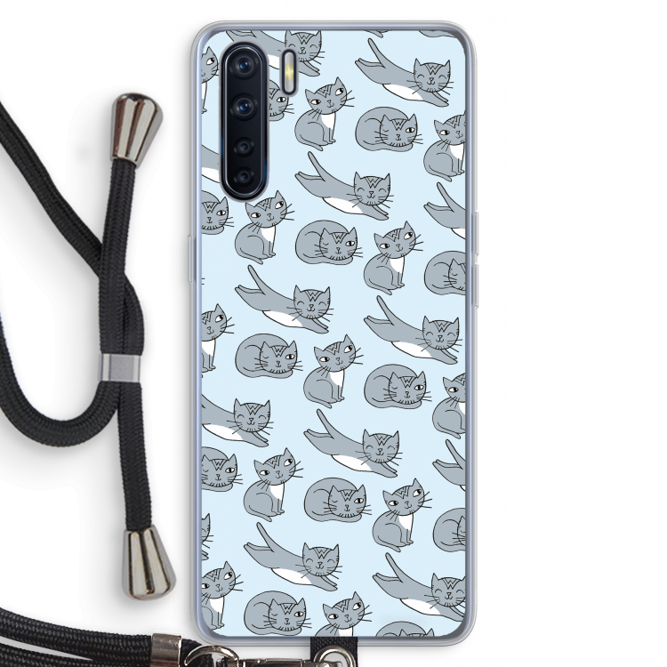 Poezen: Oppo A91 Transparant Hoesje met koord