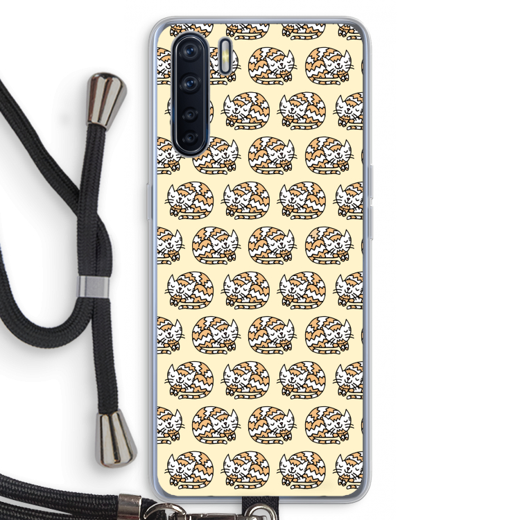 Slapende poes: Oppo A91 Transparant Hoesje met koord