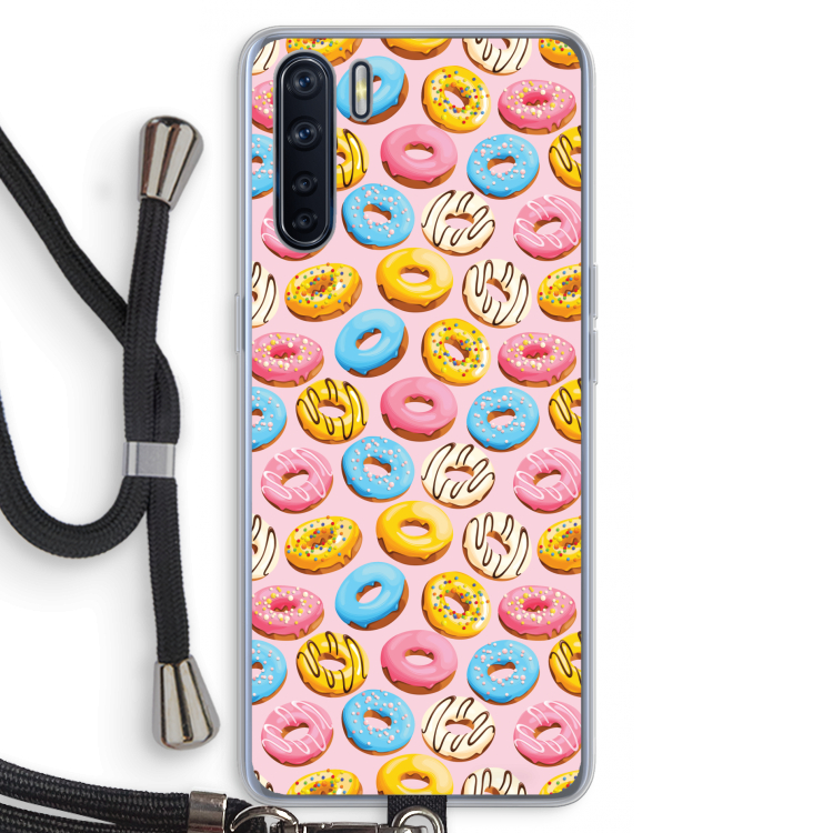 Pink donuts: Oppo A91 Transparant Hoesje met koord