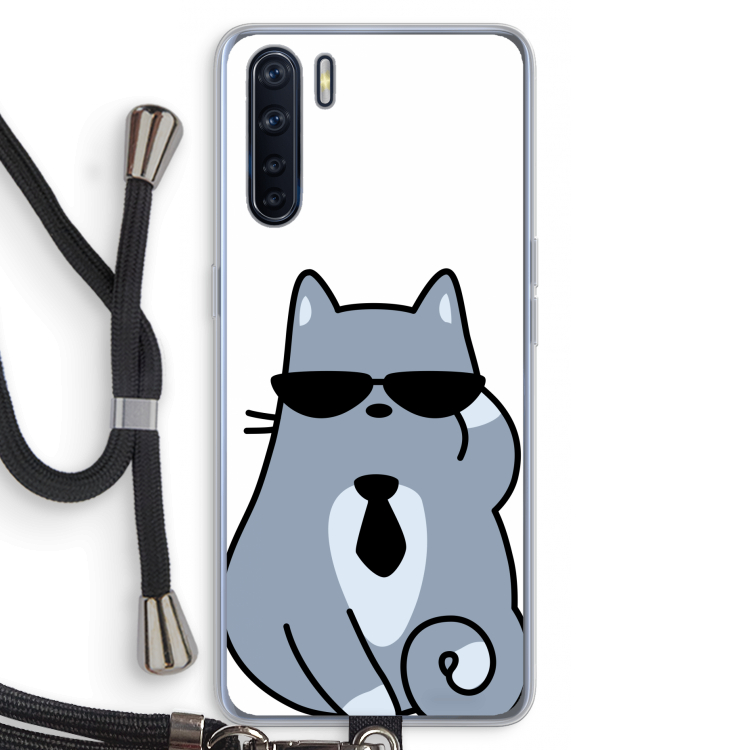 Cool cat: Oppo A91 Transparant Hoesje met koord