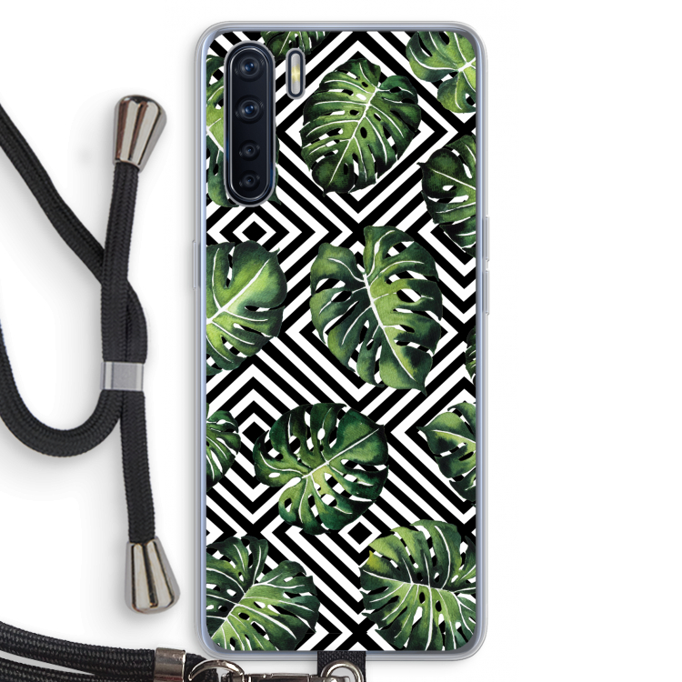 Geometrische jungle: Oppo A91 Transparant Hoesje met koord