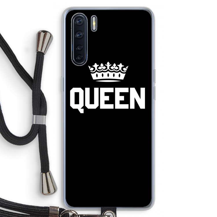 Queen zwart: Oppo A91 Transparant Hoesje met koord