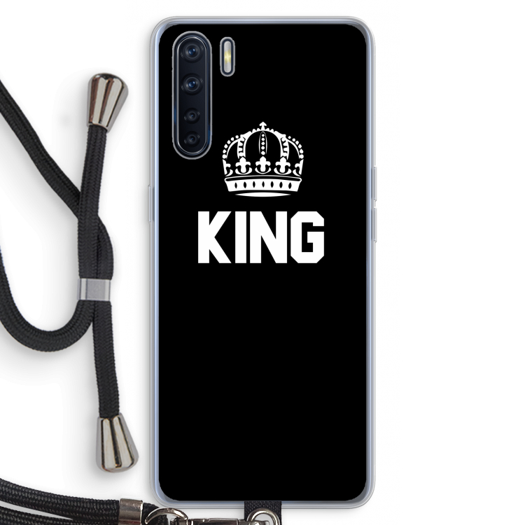 King zwart: Oppo A91 Transparant Hoesje met koord